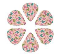 Fashion 351 Shape Plectrums 6 Pack Alpacas Llama Print, Guitar Picks for Electric, Acoustic & Bass, Multi-Thickness 0.46mm/0.71mm/0.96mm