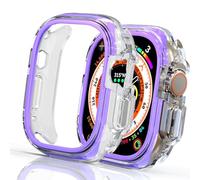 Fashion 49mm Bumper Fit for Apple Watch Ultra 3/2/1 49mm Case, Rugged Face Bezel + Soft Clear Bumper Shell, Anti-Scratch Protective iWatch Cover for Apple Ultra 3/2/1 Strap Accessories - Purple