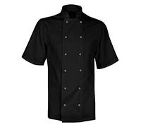 FASHION 7STAR Health & Beauty Dill Chefs Short Sleeve Jacket Unisex Black, White Chefs Jacket XS to 4XL (Black Large)