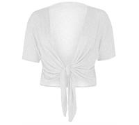 FASHION 7STAR Ladies Casual Tie Up Crop Top Womens Short Sleeve Stretch Open Top Bolero Shrug Sizes 8-26