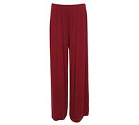 FASHION 7STAR Ladies Palazzo Wide Leg Flared Elasticated Stretch Plus Size Plain Trousers Sizes UK 8-26 Wine
