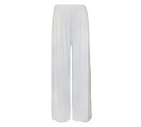 FASHION 7STAR Ladies Palazzo Wide Leg Flared Elasticated Stretch Plus Size Plain Trousers Sizes UK 8-26 White