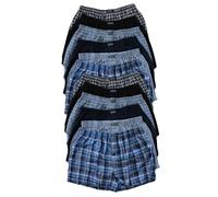 FASHION 7STAR Mens Elasticated Waist Rich Cotton Checked Print Woven Boxer Shorts Underpants Adults Breathable Soft Stretchy Button Fly Multipack Assorted Underwear