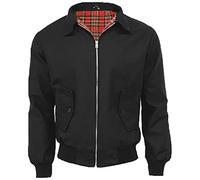 FASHION 7STAR Mens Tartan Lining Classic Harrington Jackets With Elasticated Cuffs And Hem Adults Long Sleeve Button Down Pockets Collar Zipper Bomber Jackets