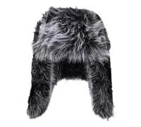 FASHION 7STAR Mens Womens Winter Warm Faux Fur Trapper Hat Cap Accessory Unisex Outdoor Wear Fur Ear Flap Cold Weather Trooper Hat Black