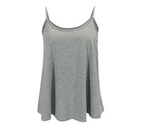FASHION 7STAR Plus Size Womens Plain Strappy Sleeveless Ladies Swing Cami Vest Camisole Flared Mini Top UK 8-26