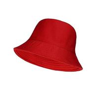 FASHION 7STAR® Unisex Bucket Hat Cotton Packable Hats for Men & Women’s, Summer Fisherman Sunshade Plain Caps for Outdoor Sports Hiking Camping Travelling (58-59cm, Red)