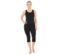 FASHION 7STAR Womens Cotton Capri Leggings 3/4 Length Cropped Stretch Trousers Ladies Elastic Mid Waist Casual Gym Yoga Running Fitness Pants Black