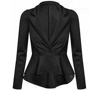 FASHION 7STAR Womens Peplum Frill Fitted Jackets Ladies Long Sleeve Flared Slim Fit Blazer Jacket Plus Size UK 8-89