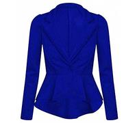 FASHION 7STAR Womens Peplum Frill Fitted Jackets Ladies Long Sleeve Flared Slim Fit Blazer Jacket Plus Size UK 8-26