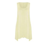 FASHION 7STAR Womens Plus Size Hanky Hem Ladies Long Sleeveless Scoop Neck Vest Top Plain Stretch Casual Top UK 8-26 (Cream UK 20-22)