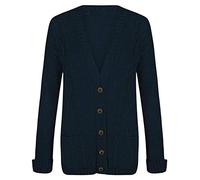 FASHION 7STAR Women's Plus Size Long Sleeve Cable Knitted Grandad Button Cardigan Front Pocket Top UK 8-26 (Navy UK 20-22)