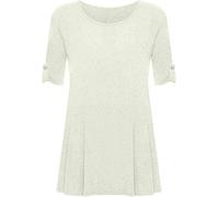 FASHION 7STAR Womens Plus Size Scoop Neck Short Sleeve Flared Ladies Long Plain Top 3/4 Button Sleeve Top UK 14-28 (Cream UK 26-28)