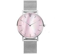 Fashion 8mm Ultra Thin Ladies Watch Waterproof, Minimalist Double Hand Scale Analog Quartz Watch Ladies Stainless Steel Mesh Band Business Watch Ladies Valentine's Day Gifts