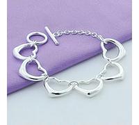 Fashion 925 Silver Romantic Hollow Love Heart Shaped Bracelet Chains-20cm