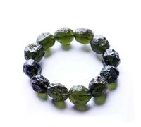 Fashion A++++ 100% Natural Moldavite 1pc Green aerolites Czech Crystal Stone 8mm Bead Meteorite Bracelet Energy