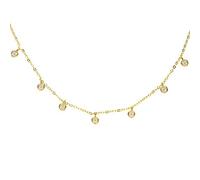 Fashion Aaa Sparks Cz Dots 7 Link Chain Thin 925 Women's Chocker Necklace