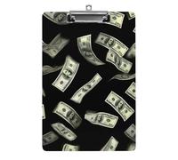 Fashion Acrylic Clipboard with Low Profile Clip Desk Office Supply Accessories for Women Men Falling Money American Bill Dollars