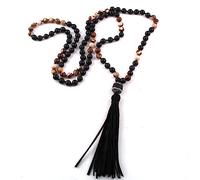 Fashion Aesthetic Tassel Sweater Chain, 108 Beads Mala Beads Chain Indian Prayer Necklace Tibetan, Tassel Necklaces, Hindu Prayer Beads Meditation Chakra Gemstones Spiritual Items Religious Yoga Gift