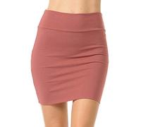 Fashion Aktiv Basic Double-Layer Cotton Simple Stretchy Tube Pencil Mini Skirt (X-Large, Dark Rose)