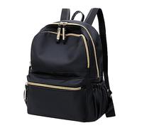 Fashion All Fit Backpack Nylon Cloth Large Capacity Schoolbag Zipper Backpack Backpacks for Teens Middle School (Black, One Size)
