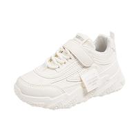 Fashion All Seasons Children Sports Shoes Girls Flat Sole Thick Sole Non Slip Light Hook Loop Solid Color Comfortable Casual Toddler Shoes Size 5 (White, 3.5 Big Kids)