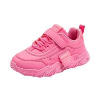 Fashion All Seasons Children Sports Shoes Girls Flat Sole Thick Sole Non Slip Light Hook Loop Solid Color Comfortable Casual Shoes for Toddler (Hot Pink, 11.5 Little Child)