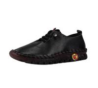 Fashion and Sport Shoes for Women - Women's Walking Shoes Sneaker Trendy Shoe Lacing Basket Slip Shoes Leather Casual Sneakers Thick Sole Breathable Shoe, Black, 4 UK