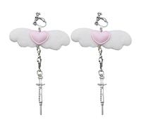 Fashion Angel Wing Earrings Y2k Aesthetics Jewelry Edgy Gothic Ear Hooks/Ear Clips Dangle Earrings Accessory Soft And Comfortable