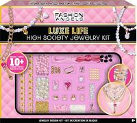 Fashion Angels Basic Fun Luxe Life - High Society Jewellery Kit for Girls - Includes 10+ Luxury Charms, Gold Chains, Gemstone Beads & Tools - Make Elegant DIY Jewellery - Ages 8+