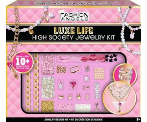 Fashion Angels Basic Fun Luxe Life - High Society Jewellery Kit for Girls - Includes 10+ Luxury Charms, Gold Chains, Gemstone Beads & Tools - Make Elegant DIY Jewellery - Ages 8+