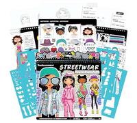 Fashion Angels Basic Fun Streetwear Fashion Design Sketch Portfolio - 30 Sketch Sheets, 4 Stencils & 100+ Stickers - Urban Fashion Drawing Book for Girls Ages 6+