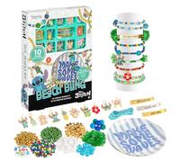 Fashion Angels Disney Stitch Jewelry Making Kit with Ceramic Trinket Tray - DIY Bracelet & Necklace Bead Set with Charms, Message Bars, and Elastic Cord for Kids & Tweens