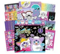 Fashion Angels Furby Color & Collage Portfolio, Includes 15 Posters & 4 Sticker Sheets with 450+ Stickers, Creative Coloring & Design Activity Kit for Kids