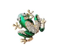 Fashion Animal Brooch Sparkling Crystal Frog Pin Trendy Women Accessories Jewelry Cartoon Animal Brooch Formal Outfit with Green Crystal Decoration, フリーサイズ