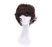 Fashion Anime Bungo Stray Dogs Dazai Osamu Wig Heat Resistant Short Brown Curly Hair Cosplay Costume Wigs + Wig Cap