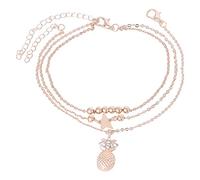 Fashion Anklet Pineapple Alloy Popular Double-Layer Creative Star Anklet of The Rings Book Set Original Text (Gold, One Size)