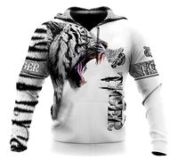 Fashion Autumn Hoodies White Tiger 3D All Over Printed Mens Sweatshirt Unisex Zip Pullover Casual Jacket