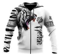 Fashion Autumn Hoodies White Tiger 3D All Over Printed Mens Sweatshirt Unisex Zip Pullover Casual Jacket
