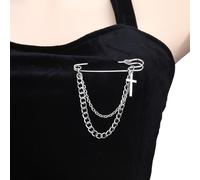 Fashion Awl Cross Brooches Chains Exquisite Metal Trendy Unisex Badges Corsage Vintage Brooch Pin Jewelry Men Suit Decor Cross Brooches And Pins For Women