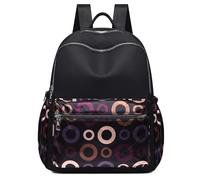 Fashion Backpack Women Casual Daypack Multi Pocket Large Capacity Travel Bag Floral Feather Print 13.0x10.6x4.7 Inches, Circle, L, Backpack