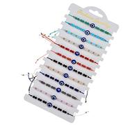 Fashion Base Evil Eye Bracelets, 12 Pcs Evil Eyes Charm Bracelet for Women Adjustable Woven Lucky Protection Friendship Bracelet Anklet for Mom Girl jewelry, 13 inch
