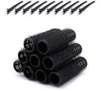 Fashion Base Self Grip Small Hair Curlers - 15mm Salon Hairdressing Rollers with 10 Clip Tools for Easy Styling - 10-Pack in Random Colors for Effortless Curls and Waves