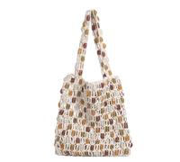 Fashion Beaded Tote Bag Purse - Boho Handwoven Rattan Purse Chic Crossbody Designer Handbag Beach Wedding Party Daily, Beige