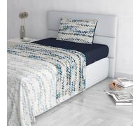 Fashion Bed Sheet Set, Made in Italy, Soft Microfibre Bed Set, Fitted Sheet, Top Sheet 150 x 270 cm and Pillowcase with Inner Flap, Single, Modern Sky