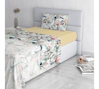 Fashion Bed Sheet Set, Made in Italy, Soft Microfibre Bed Set, Fitted Sheet, Top Sheet 150 x 270 cm and Pillowcase with Inner Flap, Single, Denny