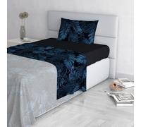 Fashion Bed Sheet Set, Made in Italy, Soft Microfibre Bed Set, Fitted Sheet, Top Sheet 150 x 270 cm and Pillowcase with Inner Flap, Single, Banshee