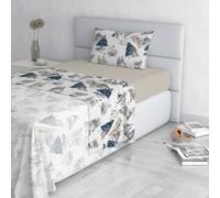 Fashion Bed Sheet Set, Made in Italy, Soft Microfibre Bed Set, Fitted Sheet, Top Sheet 180 x 270 cm and Pillowcase with Inner Flap, Queen Size, Urban Blue