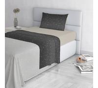 Fashion Bed Sheet Set, Made in Italy, Soft Microfibre Bed Set, Fitted Sheet, Top Sheet 180 x 270 cm and Pillowcase with Inner Flap, Queen Size, Grey Stars