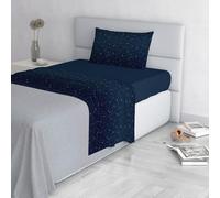 Fashion Bed Sheet Set, Made in Italy, Soft Microfibre Bed Set, Fitted Sheet, Top Sheet 180 x 270 cm and Pillowcase with Inner Flap, Stars